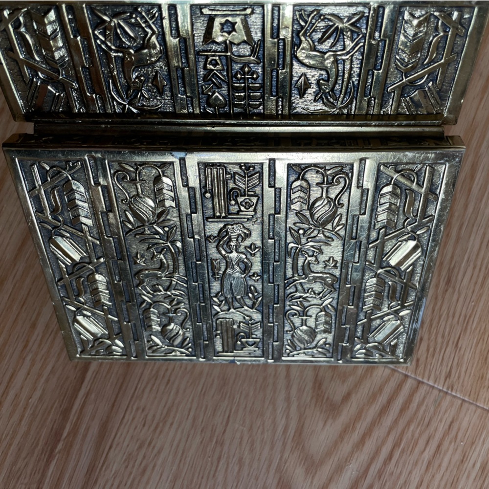 ✨ vintage brass and wood cigarette box trinket box art deco antique - Picture 14 of 15